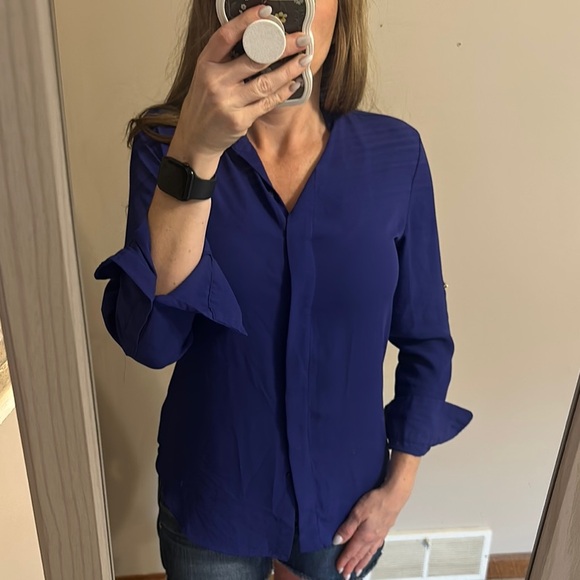 Mossimo Supply Co Purple Notched Collar Button Down Shirt - Picture 1 of 4